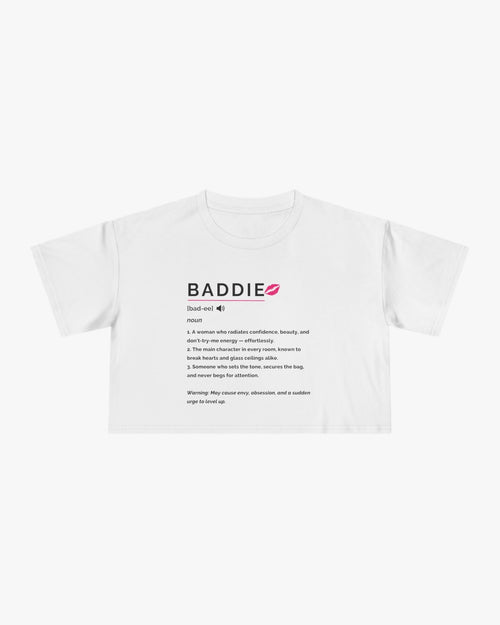 White t-shirt with text and graphic on a white background
